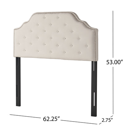 Ivory Queen Upholstered Button Headboard - Modern Style