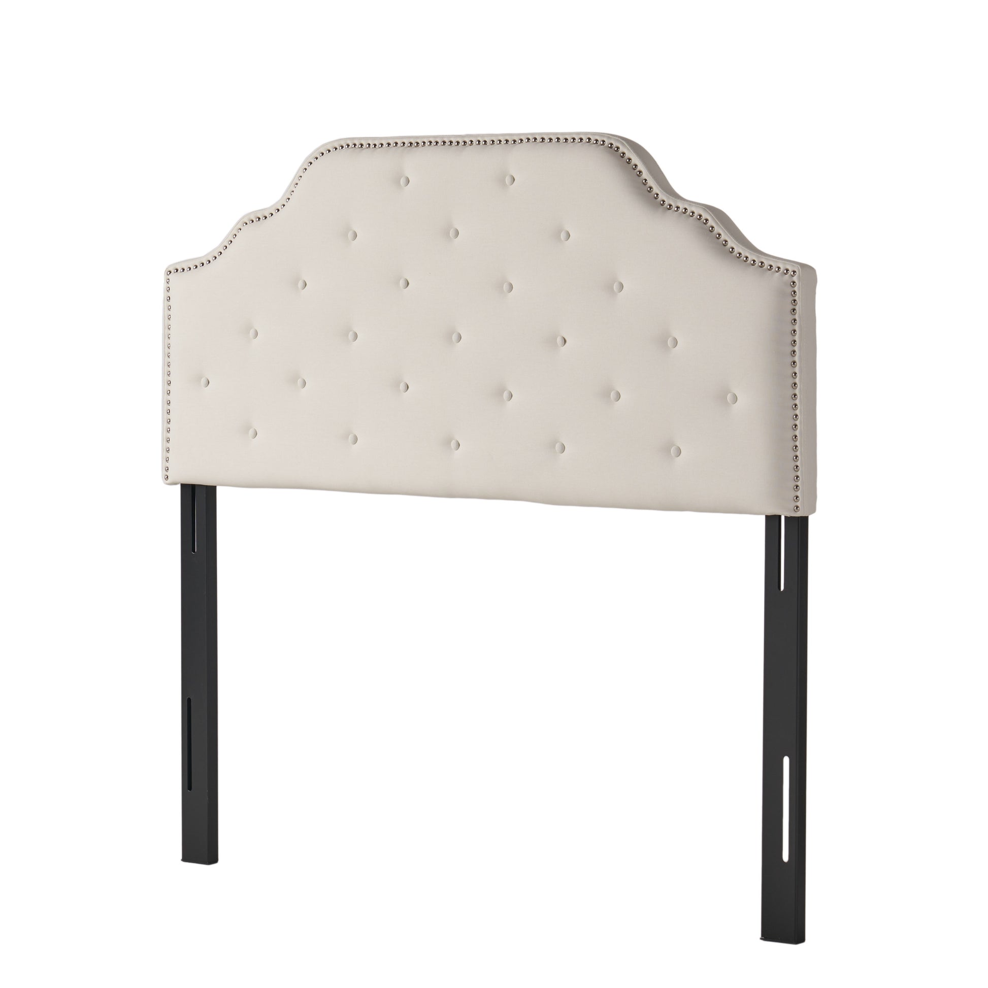 Ivory Queen Upholstered Button Headboard - Modern Style
