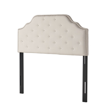 Ivory Queen Upholstered Button Headboard - Modern Style