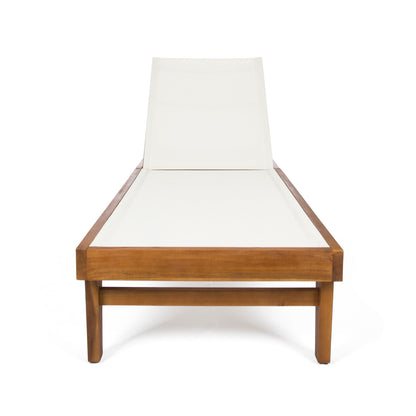 Teak Acacia Wood Chaise Lounge for Patio Relaxation