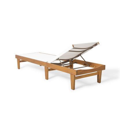 Teak Acacia Wood Chaise Lounge for Patio Relaxation
