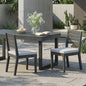 Outdoor Acacia Wood Armless Dining Chair with Cushions (Set of 2) , Sandblasted Dark Gray + Light Gray