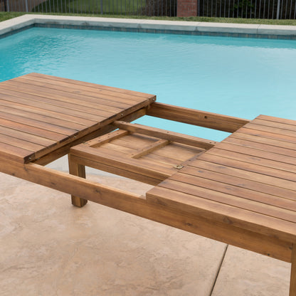 Teak Acacia Wood Outdoor Dining Table - 67.75" Expandable