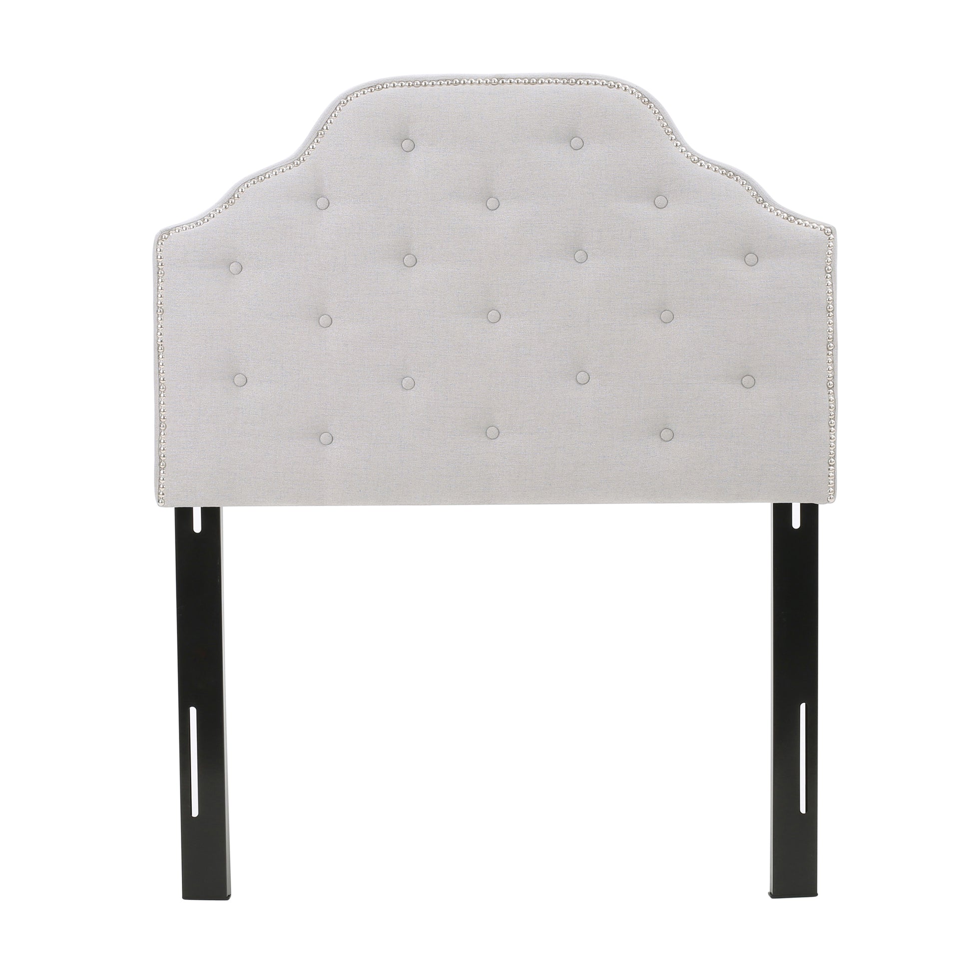 Light Grey Button Tufted Headboard Twin Size Upholstered for Bedroom