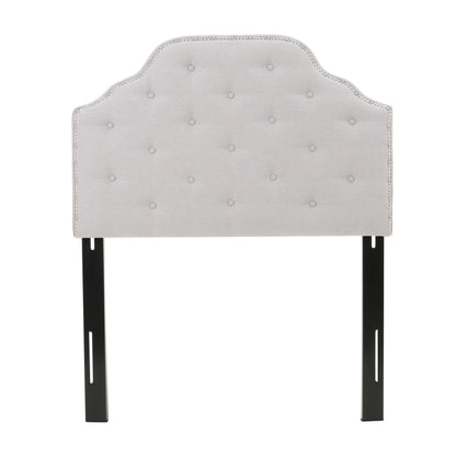 Light Grey Button Tufted Headboard Twin Size Upholstered for Bedroom