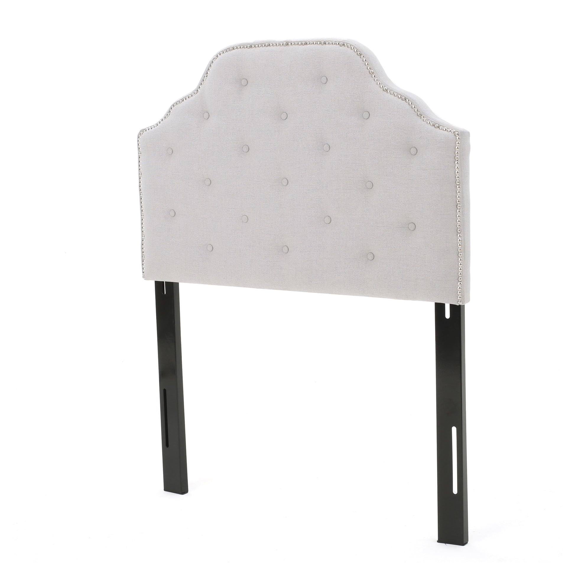 Light Grey Button Tufted Headboard Twin Size Upholstered for Bedroom