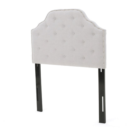 Light Grey Button Tufted Headboard Twin Size Upholstered for Bedroom