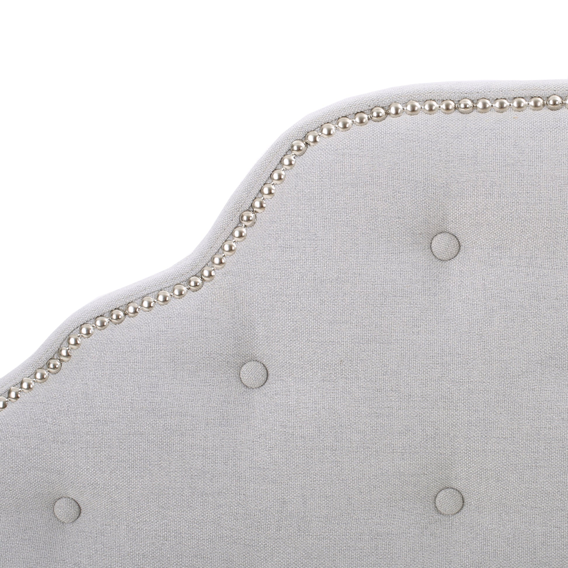 Light Grey Button Tufted Headboard Twin Size Upholstered for Bedroom