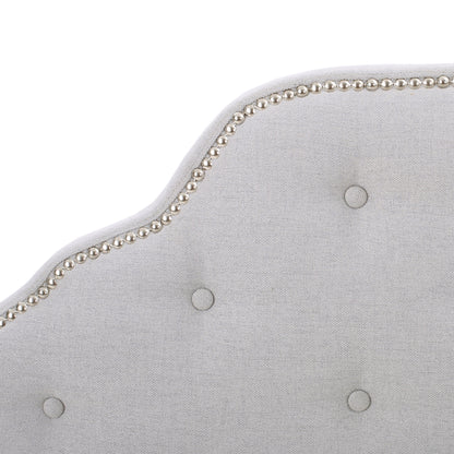 Light Grey Button Tufted Headboard Twin Size Upholstered for Bedroom