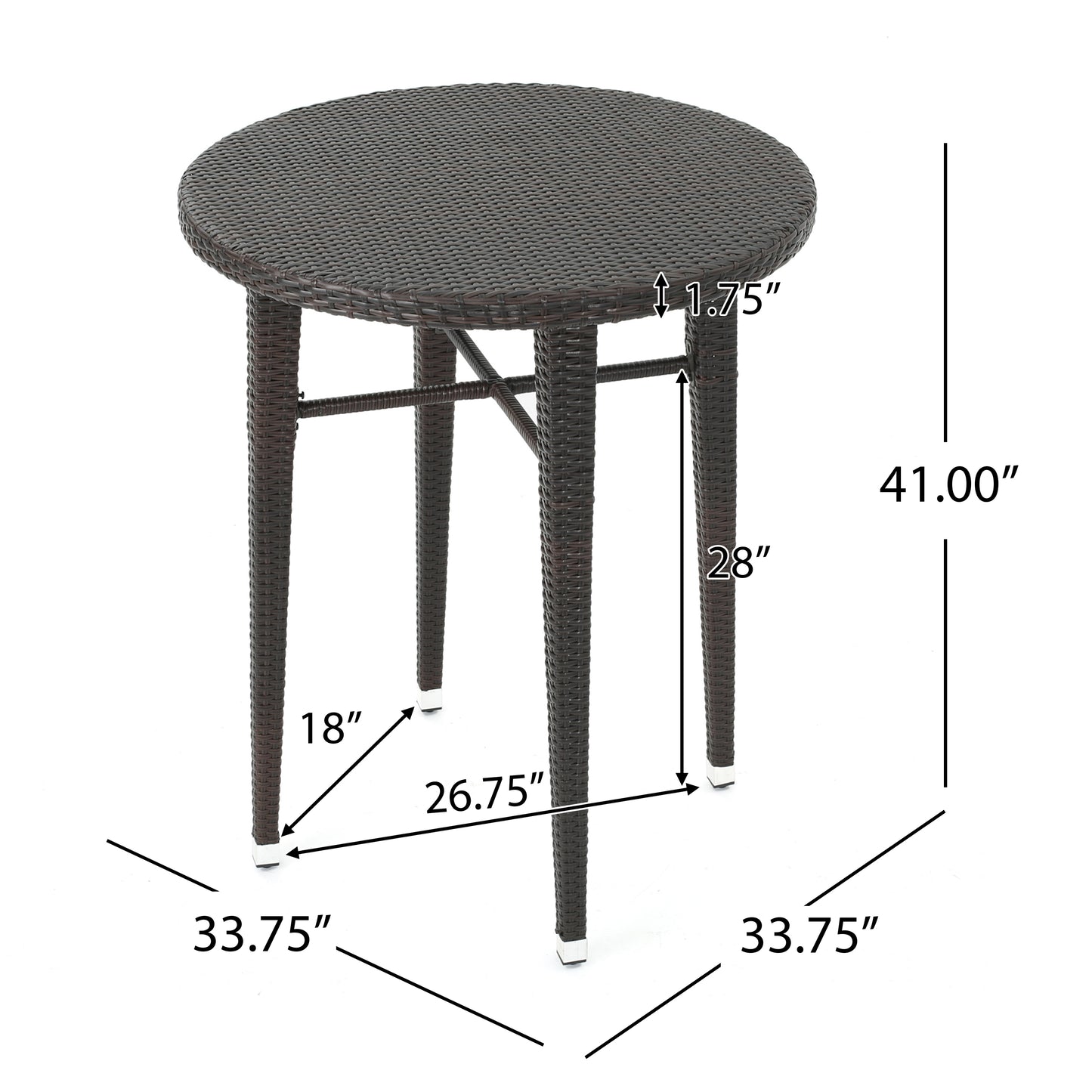 Rattan Round Bar Table - Brown Multi