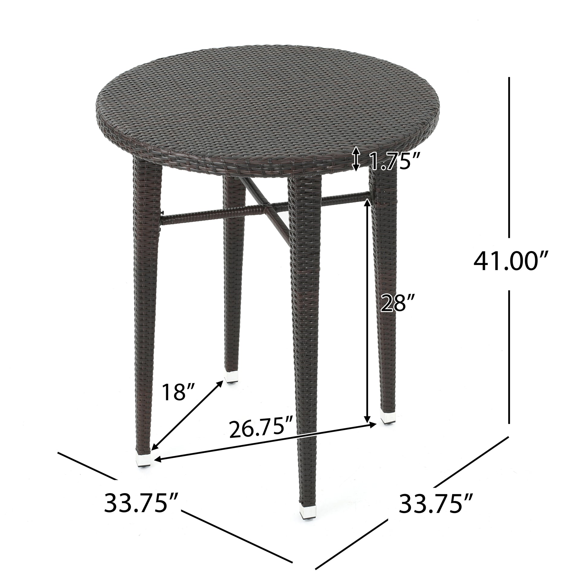 Rattan Round Bar Table - Brown Multi