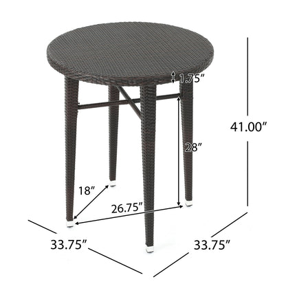 Rattan Round Bar Table - Brown Multi