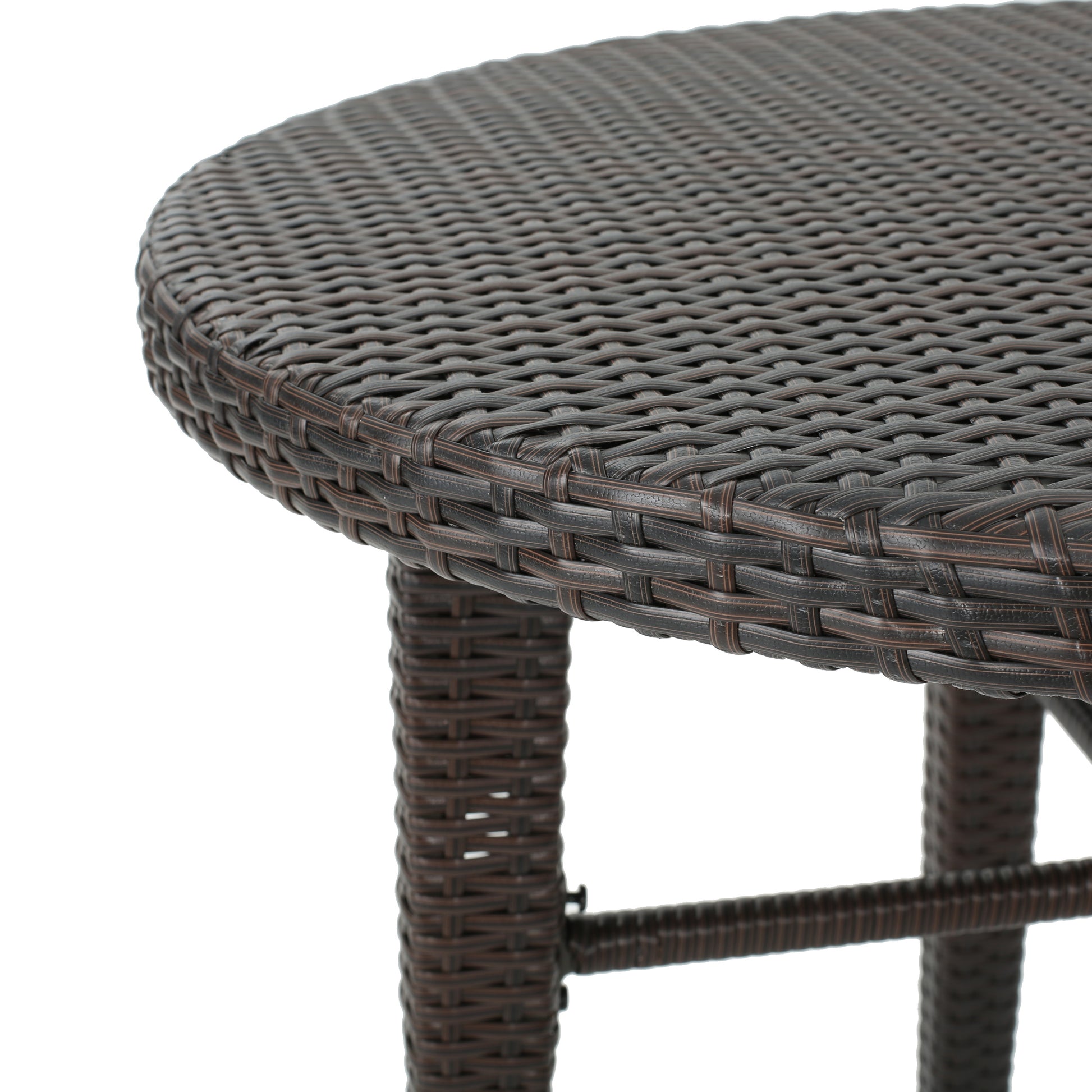 Rattan Round Bar Table - Brown Multi