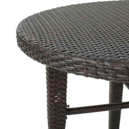Rattan Round Bar Table - Brown Multi