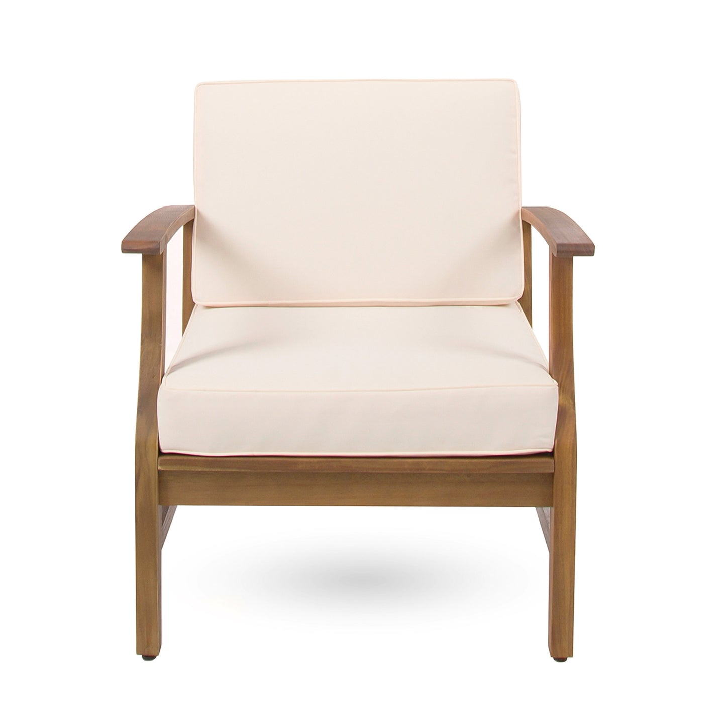 Cream Acacia Wood Club Chair for Garden Patio Seating