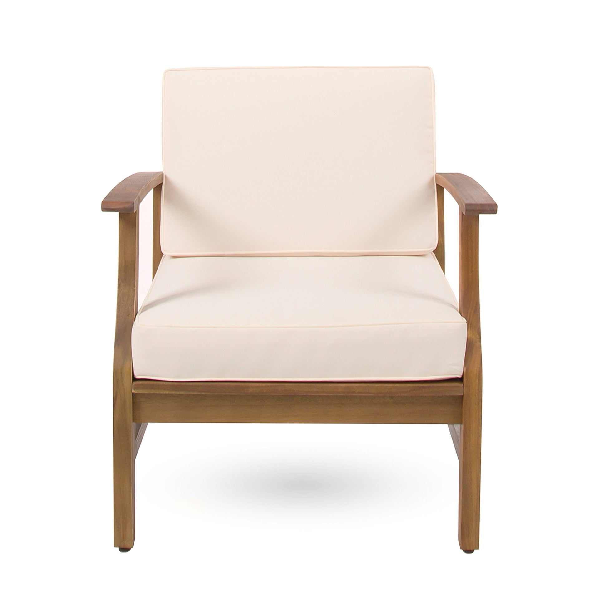Cream Acacia Wood Club Chair for Garden Patio Seating