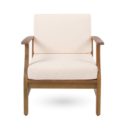 Cream Acacia Wood Club Chair for Garden Patio Seating