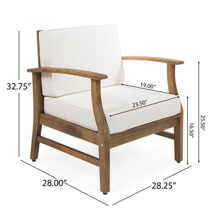 Cream Acacia Wood Club Chair for Garden Patio Seating