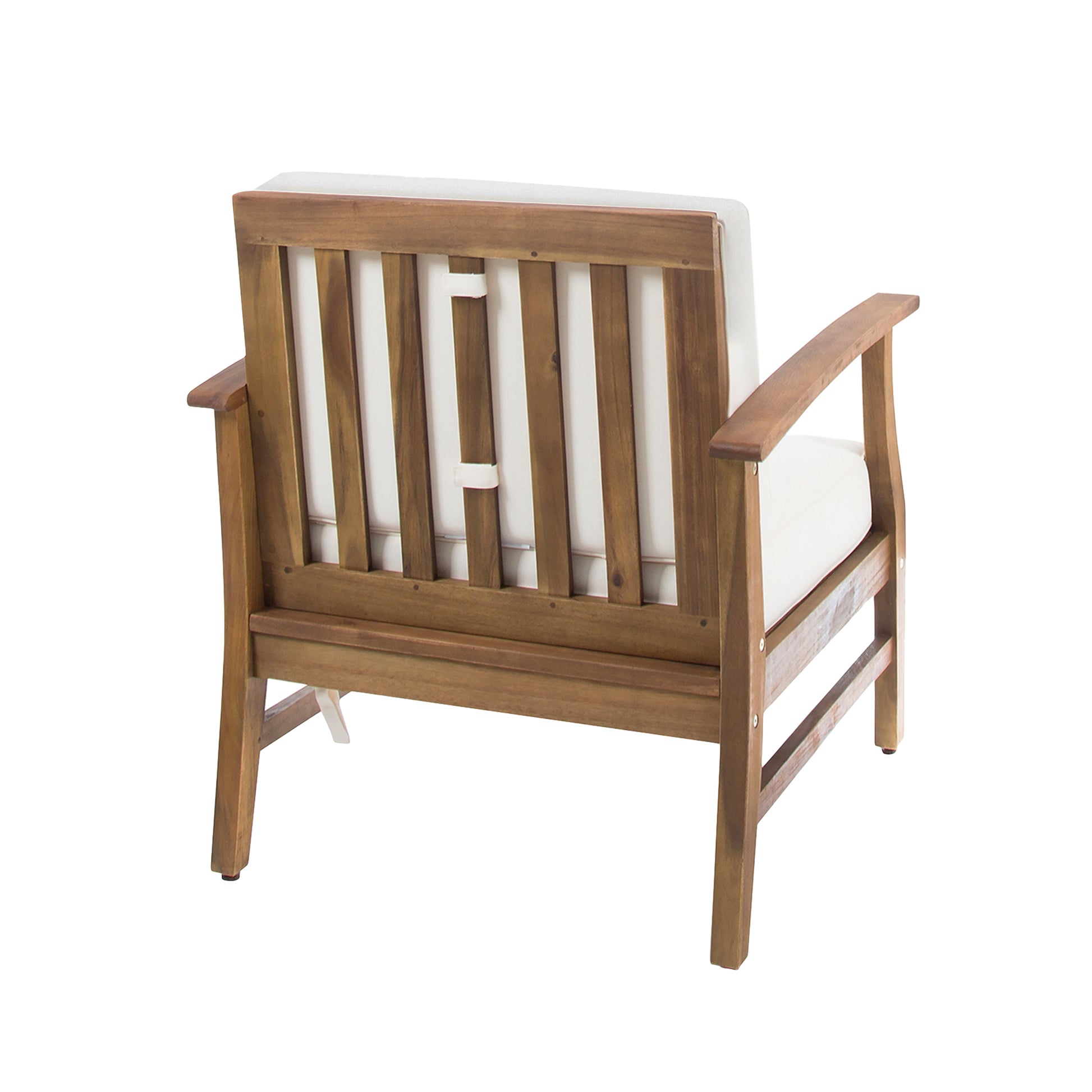 Cream Acacia Wood Club Chair for Garden Patio Seating