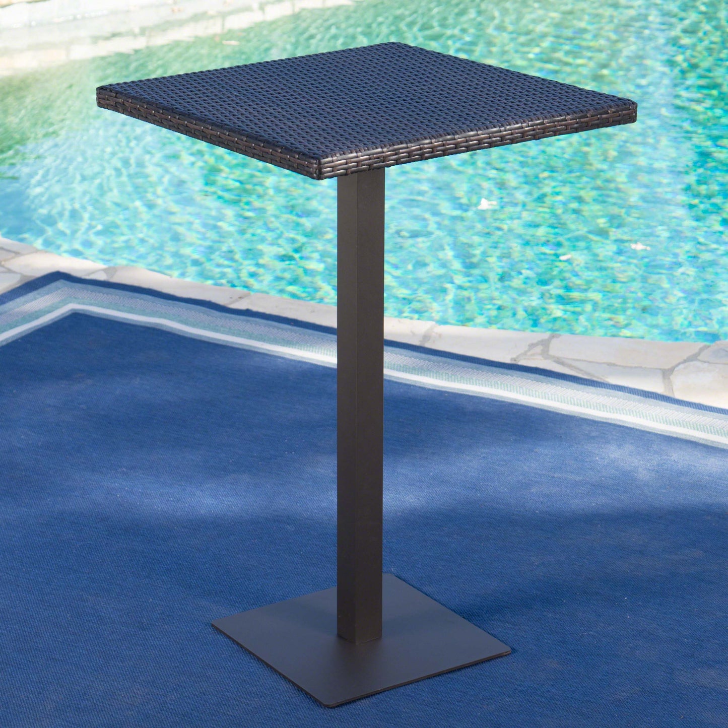 Brown Rattan Square Bar Table - 26"