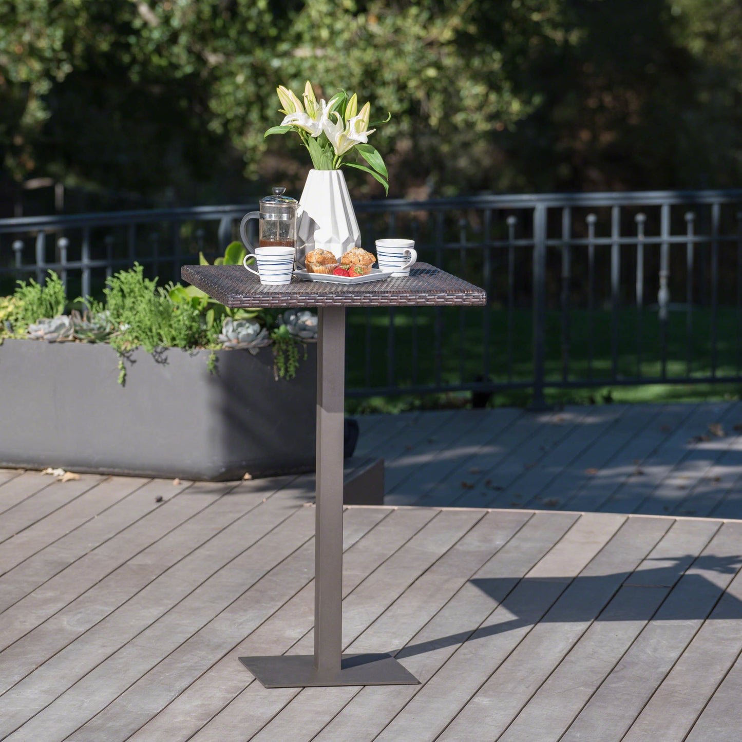 Brown Rattan Square Bar Table - 26"