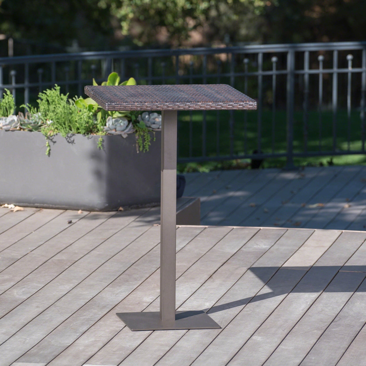 Brown Rattan Square Bar Table - 26"