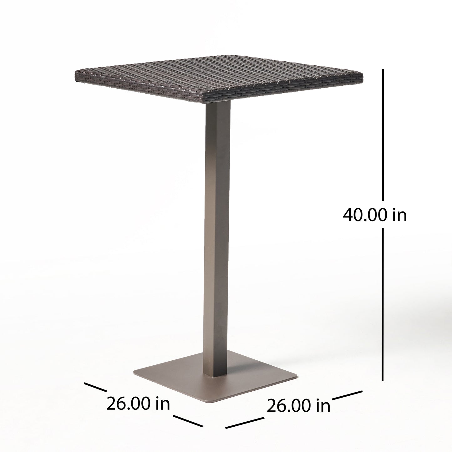 Brown Rattan Square Bar Table - 26"