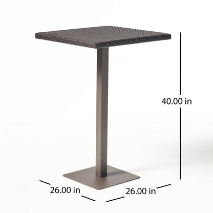 Brown Rattan Square Bar Table - 26"