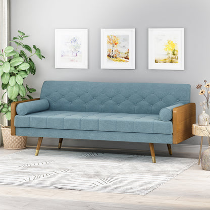Aidan Mid-Century Sofa - Blue Fabric Comfort