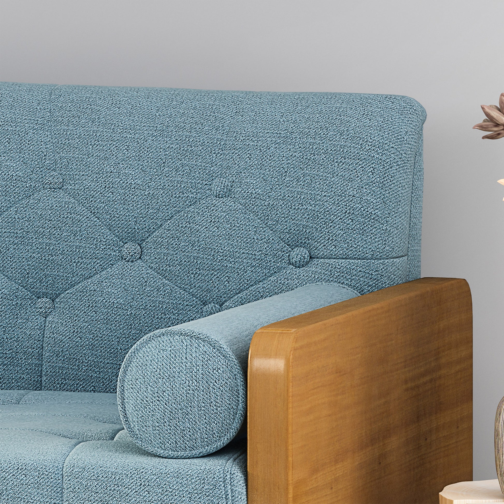 Aidan Mid-Century Sofa - Blue Fabric Comfort