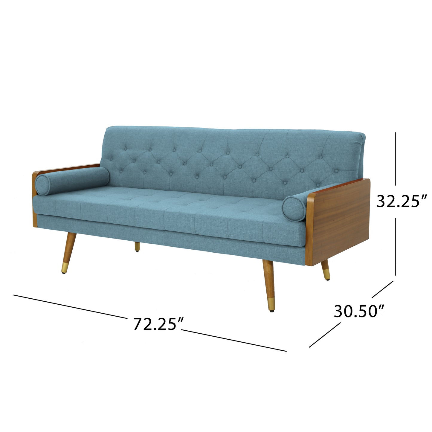 Aidan Mid-Century Sofa - Blue Fabric Comfort