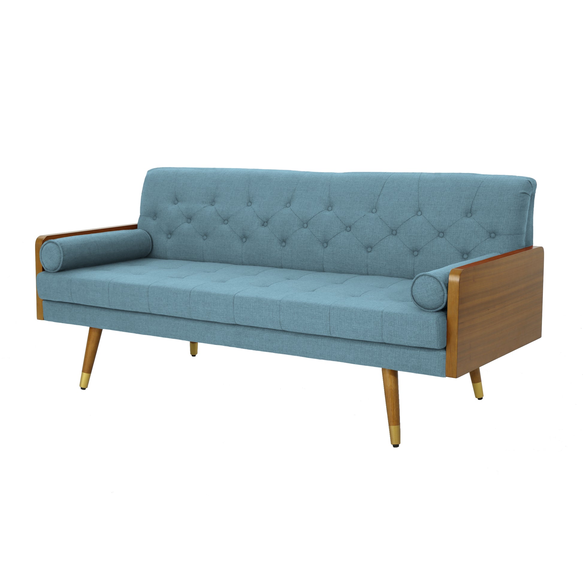Aidan Mid-Century Sofa - Blue Fabric Comfort