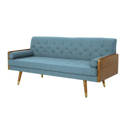 Aidan Mid-Century Sofa - Blue Fabric Comfort