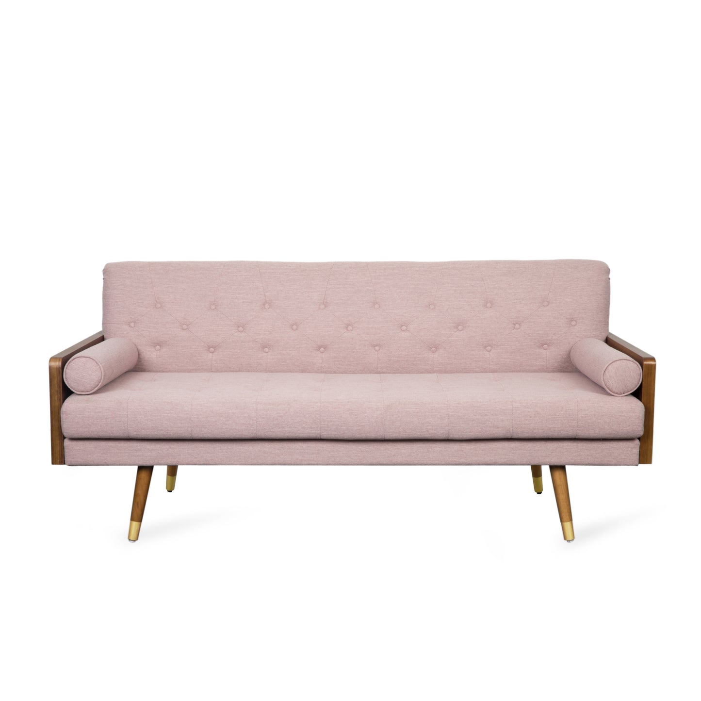 Blush 3 Seat Mid-Century Sofa - Fabric Upholstery for Living Room
