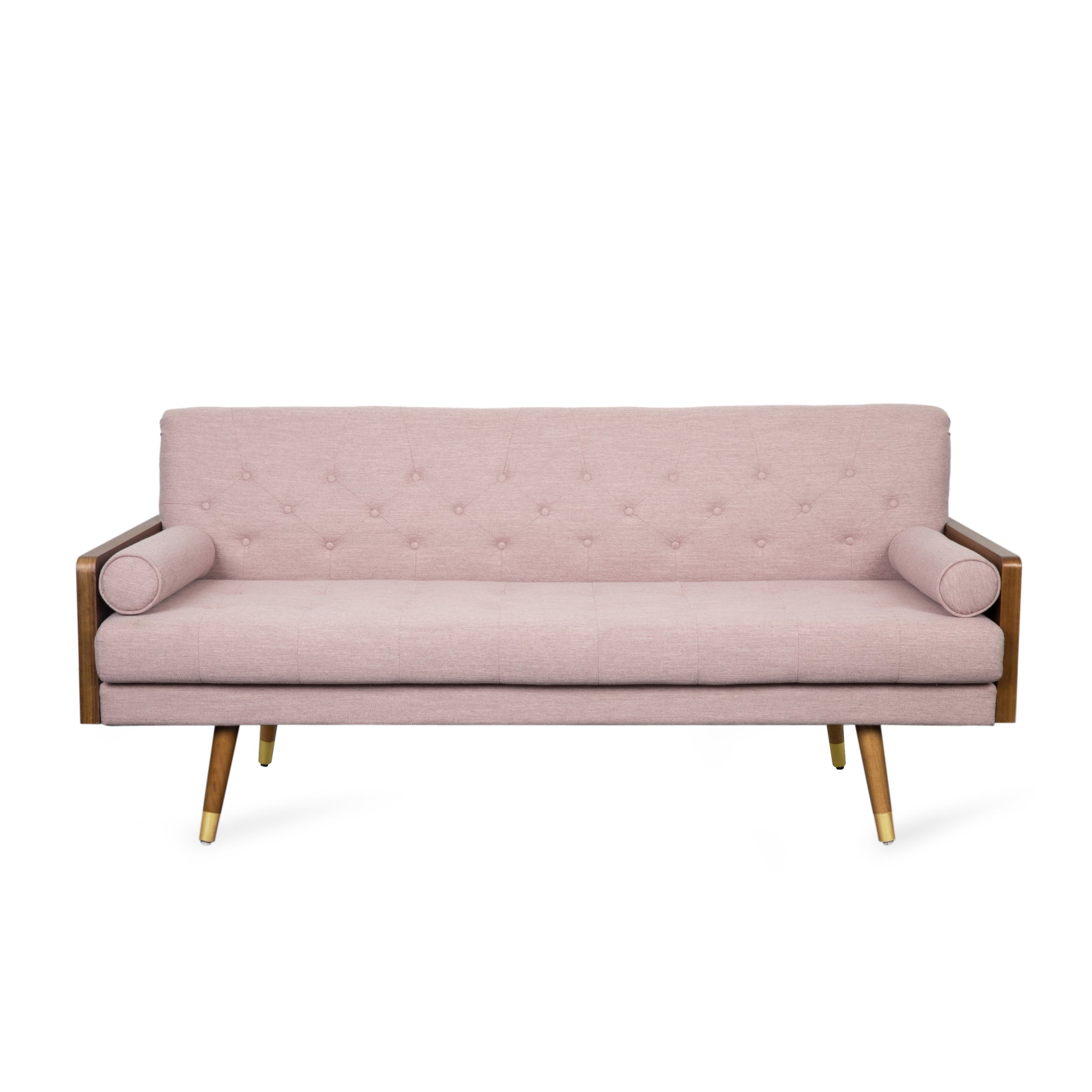 Blush 3 Seat Mid-Century Sofa - Fabric Upholstery for Living Room