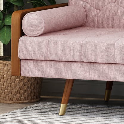 Blush 3 Seat Mid-Century Sofa - Fabric Upholstery for Living Room