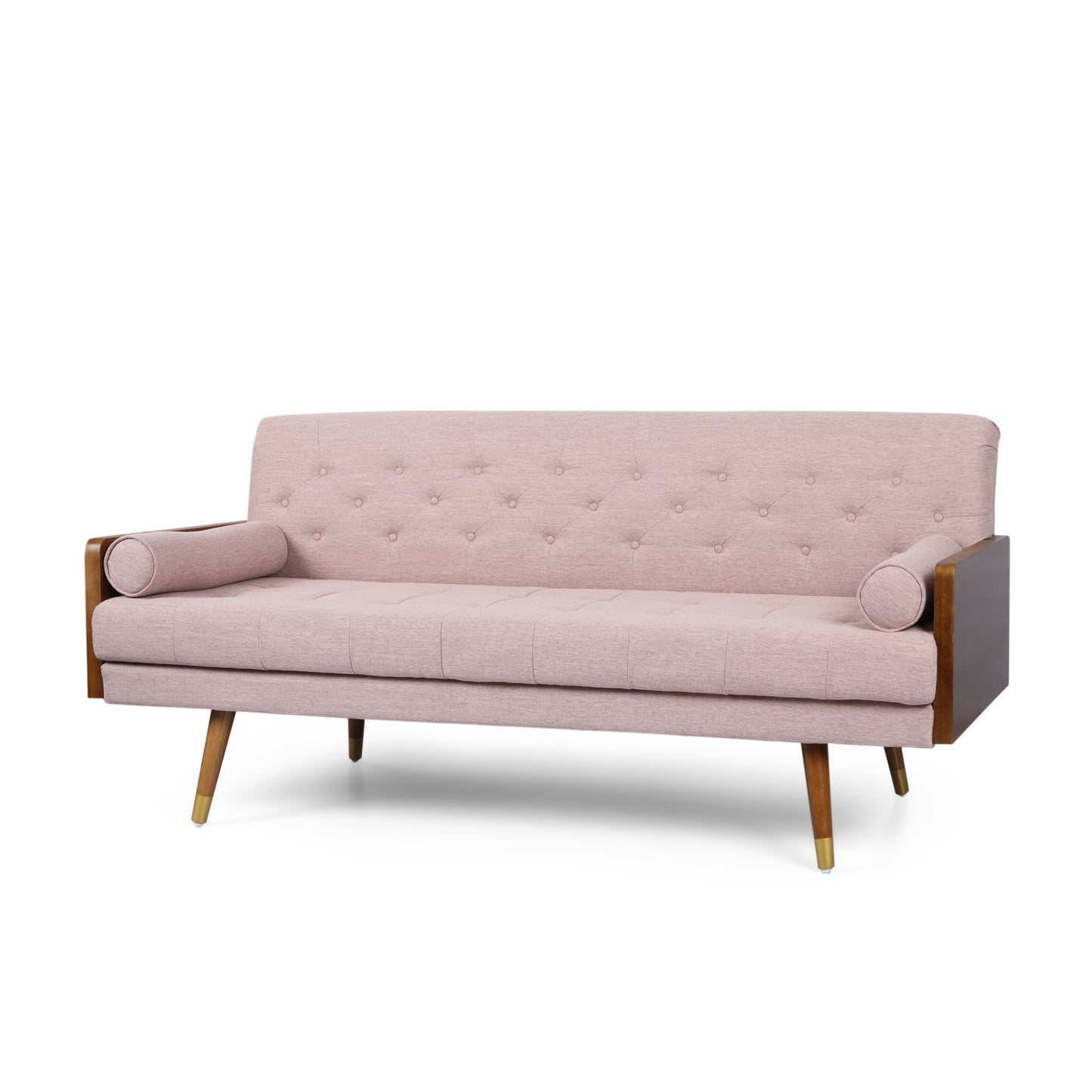 Blush 3 Seat Mid-Century Sofa - Fabric Upholstery for Living Room
