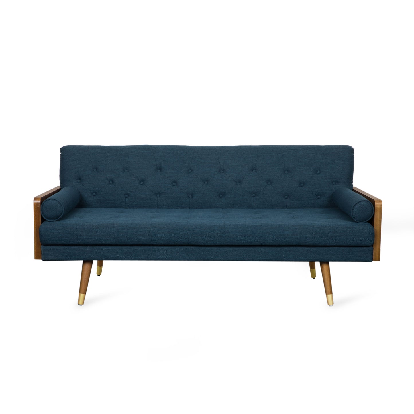 Aidan Mid-Century Sofa - Navy Blue Fabric Comfort