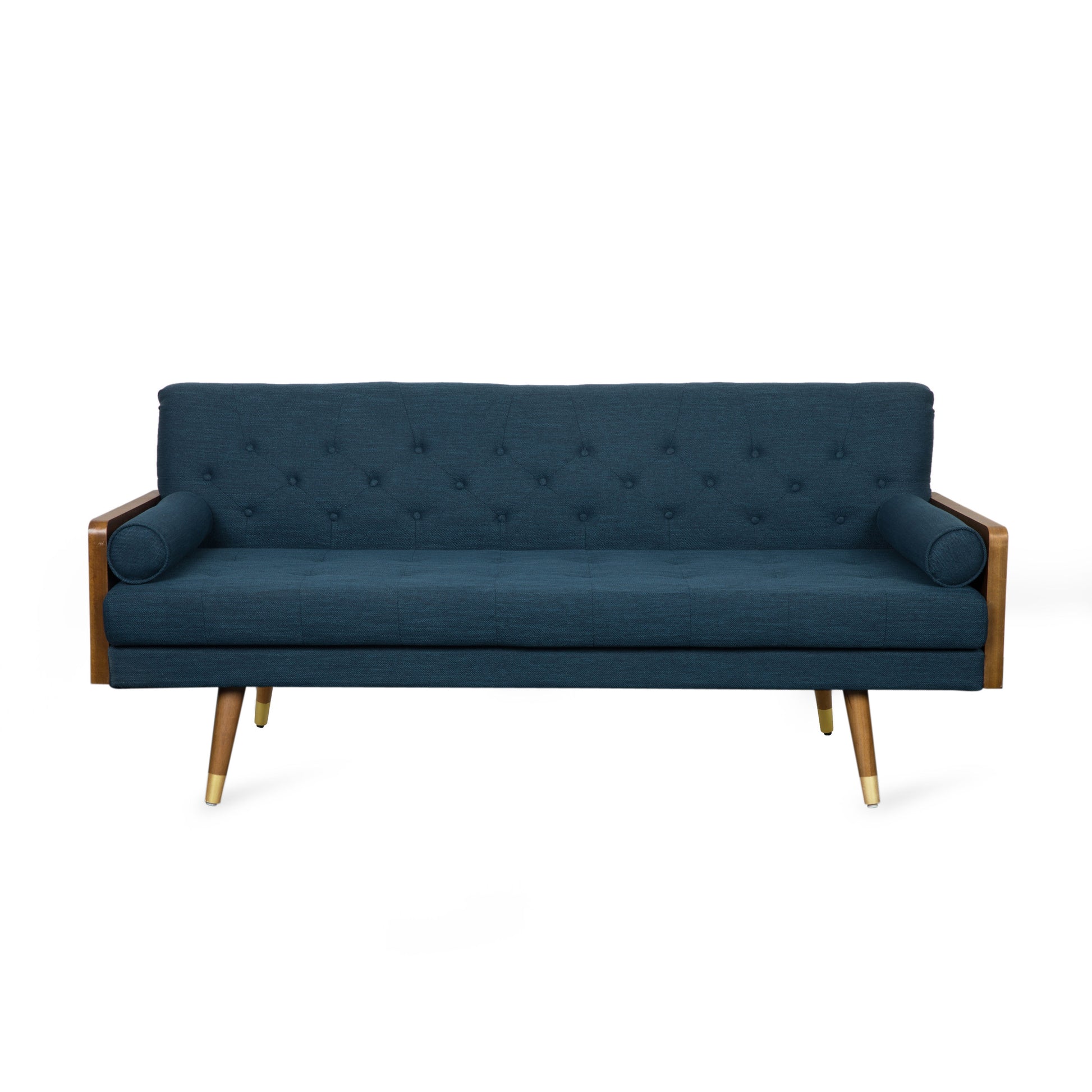 Aidan Mid-Century Sofa - Navy Blue Fabric Comfort