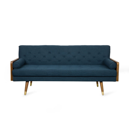 Aidan Mid-Century Sofa - Navy Blue Fabric Comfort