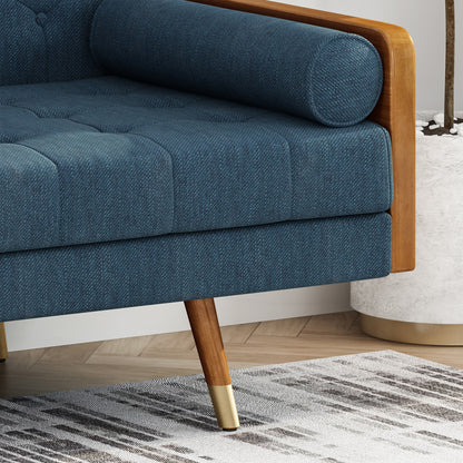 Aidan Mid-Century Sofa - Navy Blue Fabric Comfort