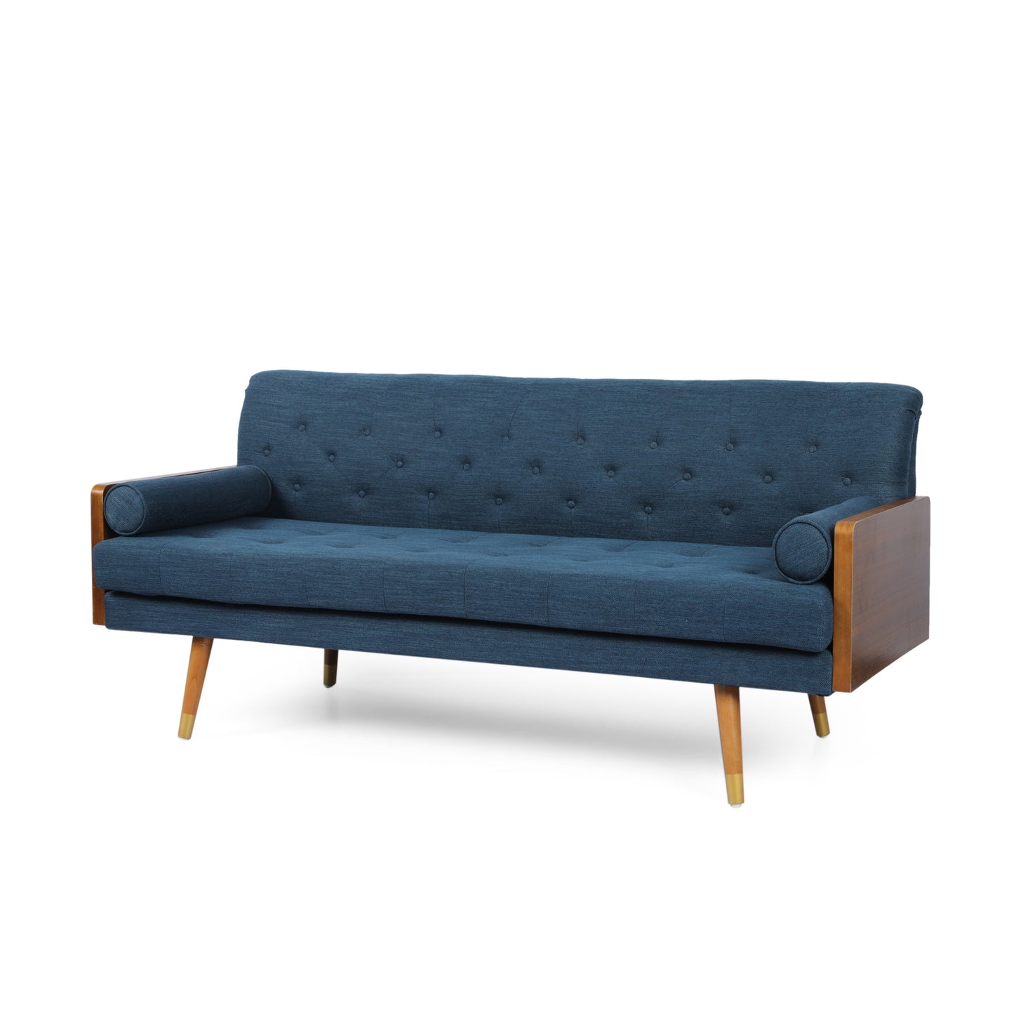 Aidan Mid-Century Sofa - Navy Blue Fabric Comfort
