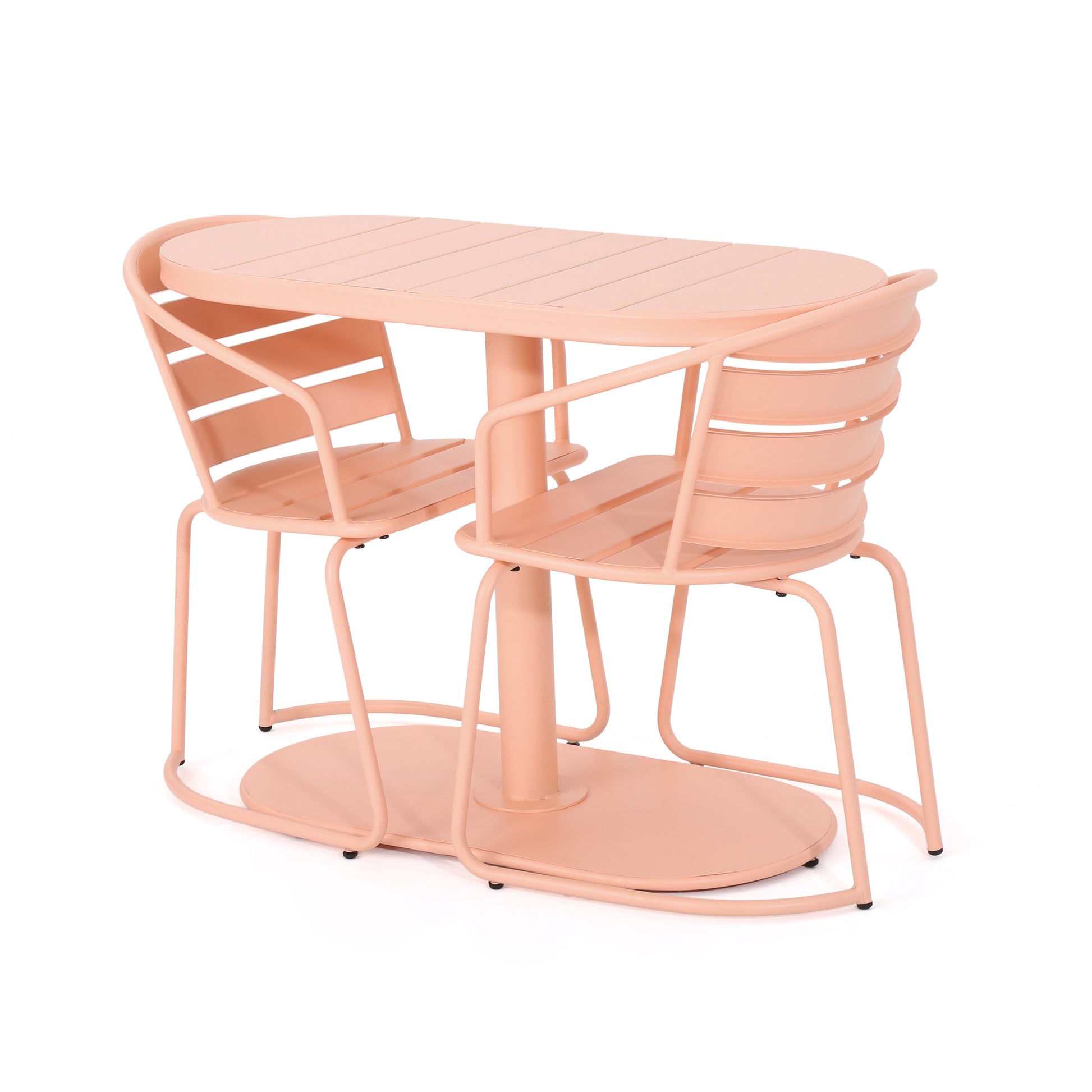 Coral Iron Bistro Set - 3-Piece Patio Dining Table & Chairs