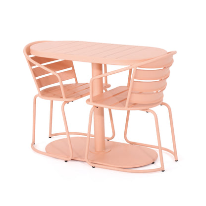 Coral Iron Bistro Set - 3-Piece Patio Dining Table & Chairs
