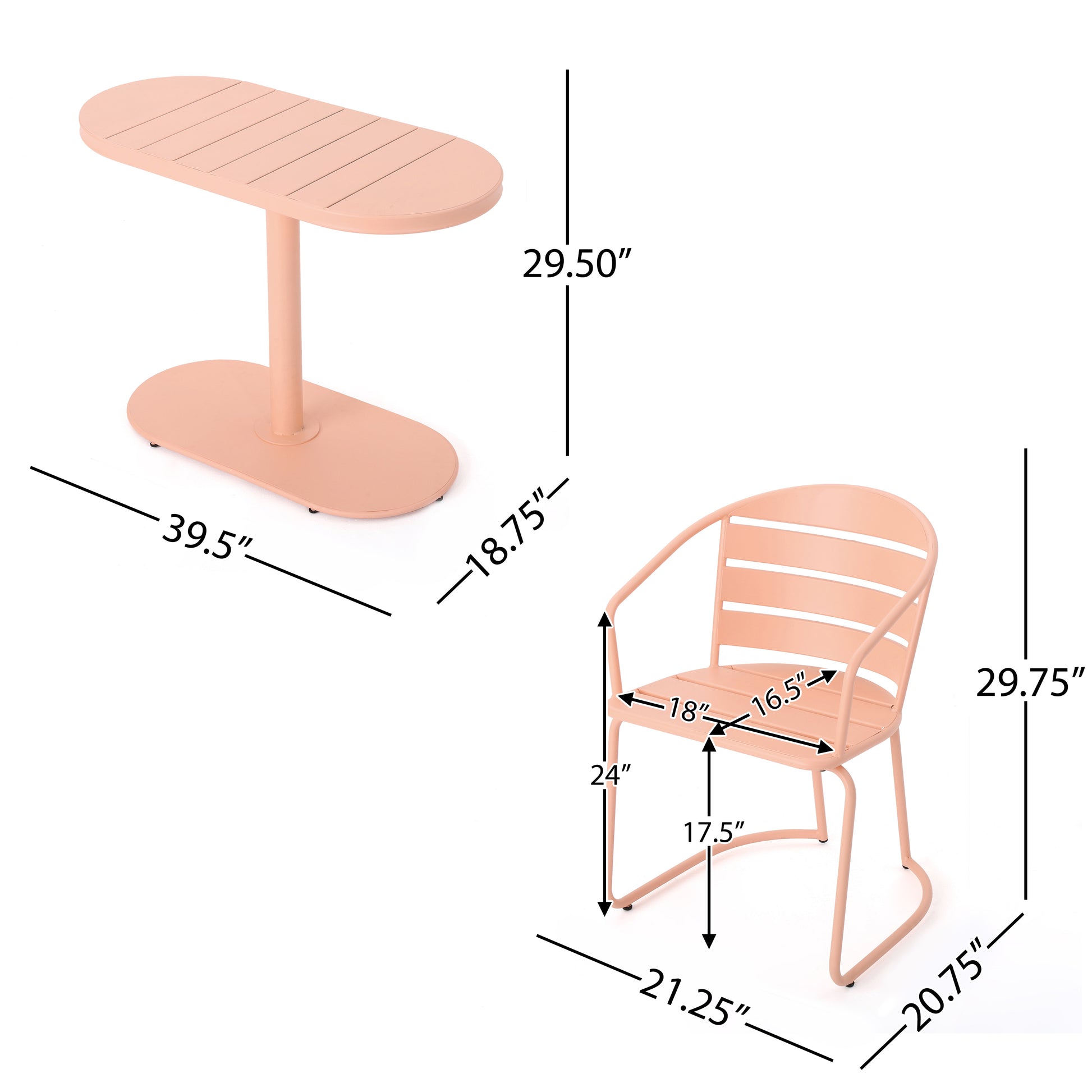 Coral Iron Bistro Set - 3-Piece Patio Dining Table & Chairs