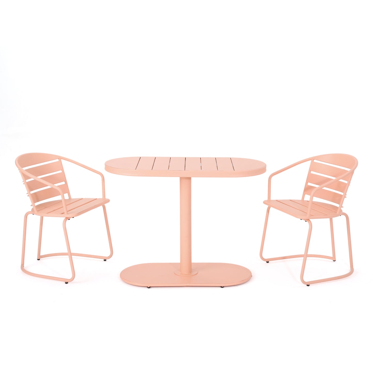 Coral Iron Bistro Set - 3-Piece Patio Dining Table & Chairs