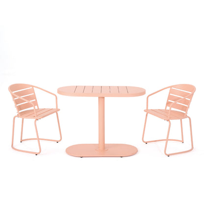 Coral Iron Bistro Set - 3-Piece Patio Dining Table & Chairs