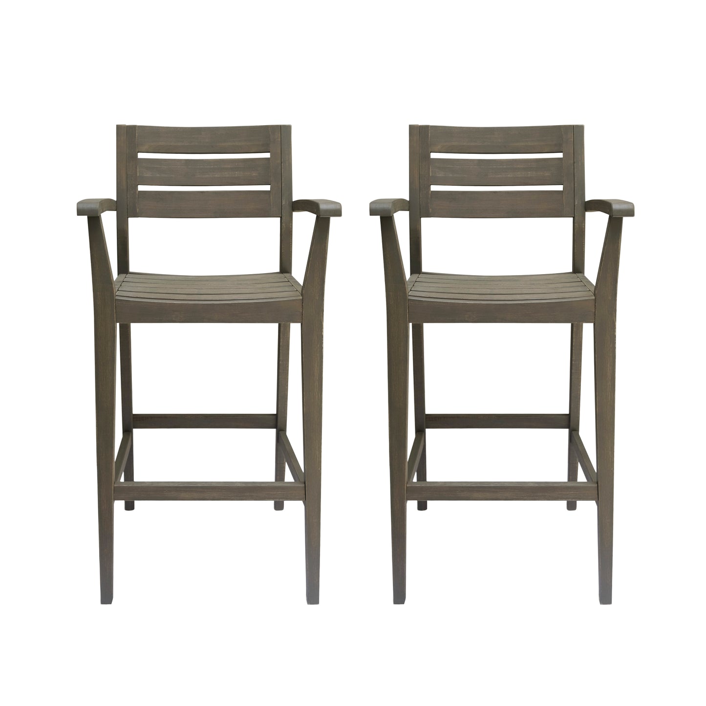Grey Wood Bar Stools - 4 Piece Set for Patio Outdoor Spaces