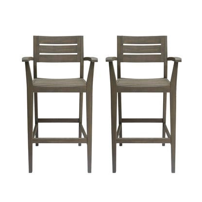 Grey Wood Bar Stools - 4 Piece Set for Patio Outdoor Spaces