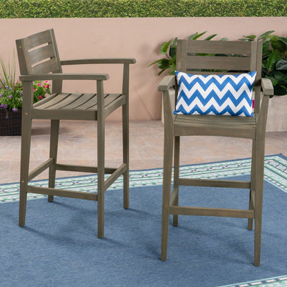 Grey Wood Bar Stools - 4 Piece Set for Patio Outdoor Spaces